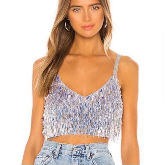 NBD Kimmie Embellished Top in Metallic Silver - Picture 2 of 16